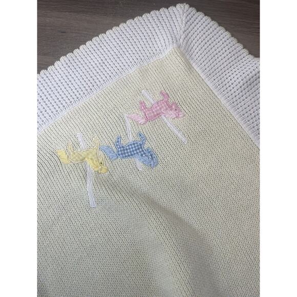 Vintage Baby Blanket Carousel Horse Merry Go Around Acrylic Baby Kisses Yellow - Picture 9 of 9